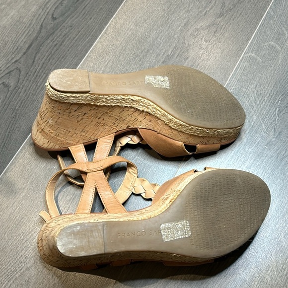 Franco Sarto Seema Tan Leather Cork Espadrille Wedge Sandals Women’s size 9.5 - Picture 14 of 17